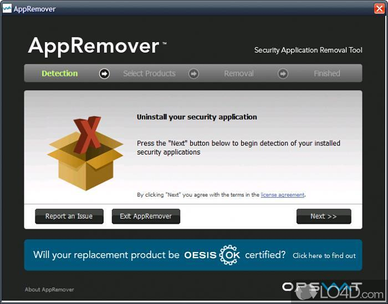 Basic scan performed on startup - Screenshot of AppRemover
