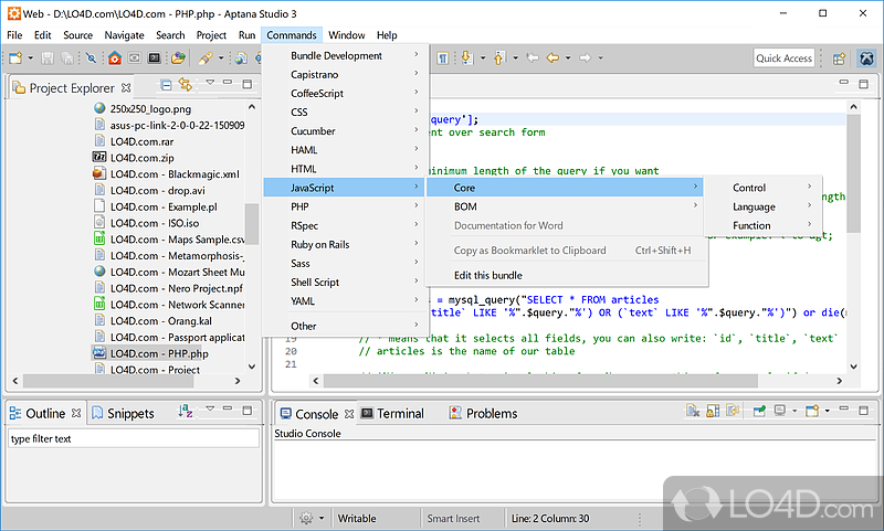 Aptana Studio screenshot