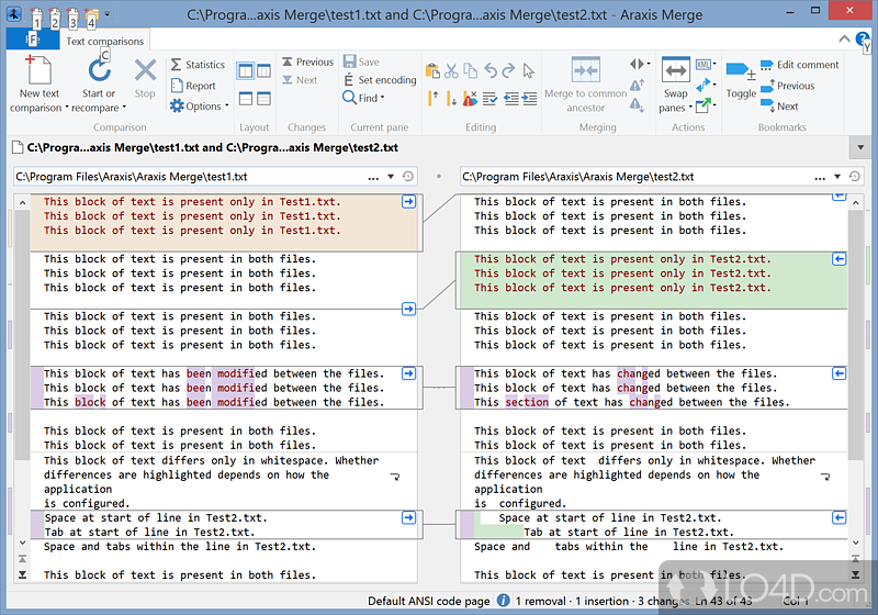 Advanced two and three-way file comparison/merging and folder synchronization - Screenshot of Araxis Merge