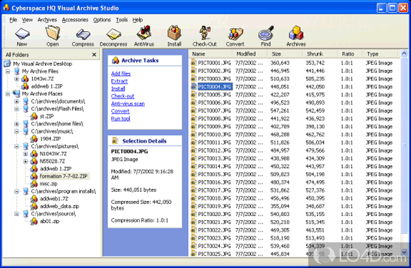 Archive XP: User interface - Screenshot of Archive XP