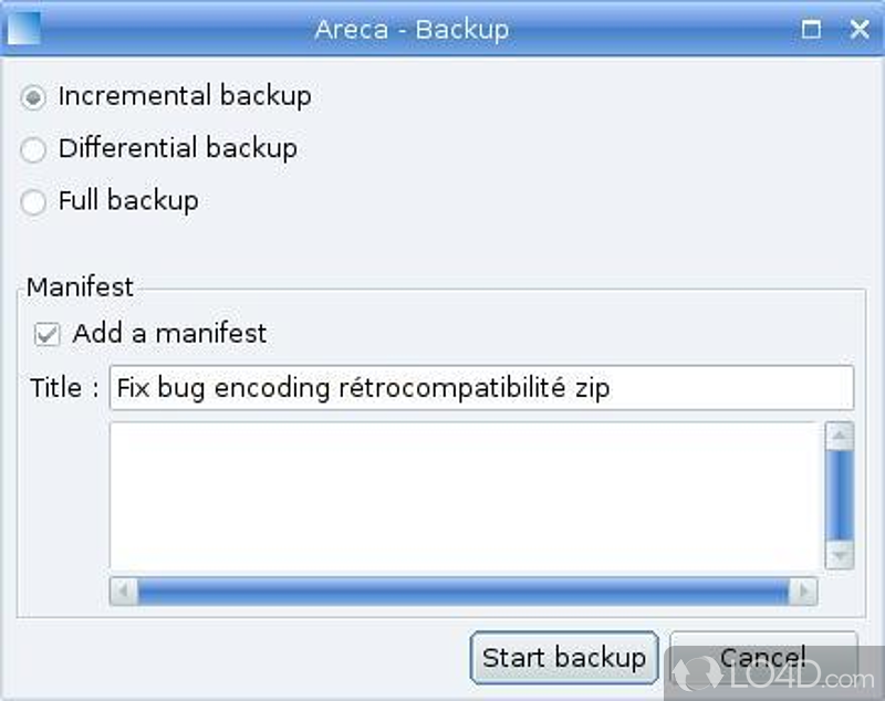 Easy and fast backup copies - Screenshot of Areca Backup
