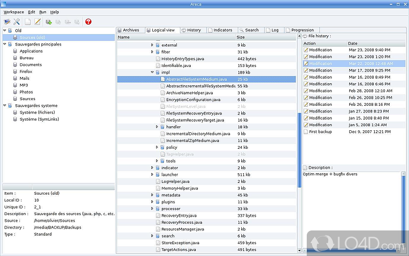 Software solution that was created in order to provide a means of backing up all the files - Screenshot of Areca Backup