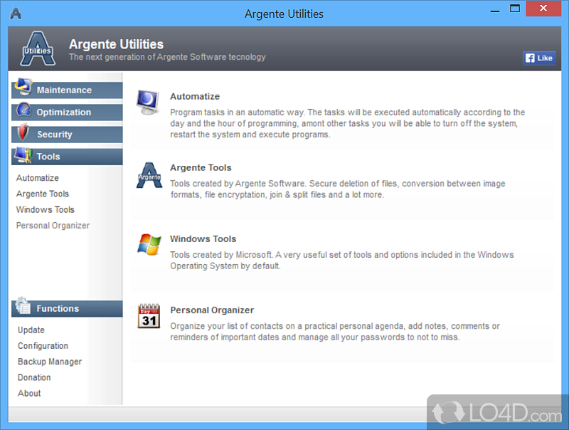 Eliminate spyware and fix common Windows issues - Screenshot of Argente Utilities