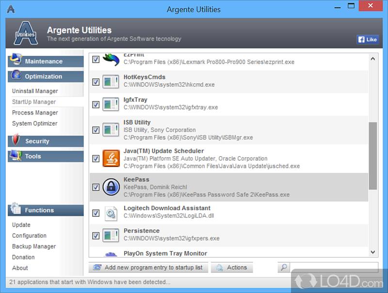 Diagnostic, tweak, repair and improve the computer - Screenshot of Argente Utilities