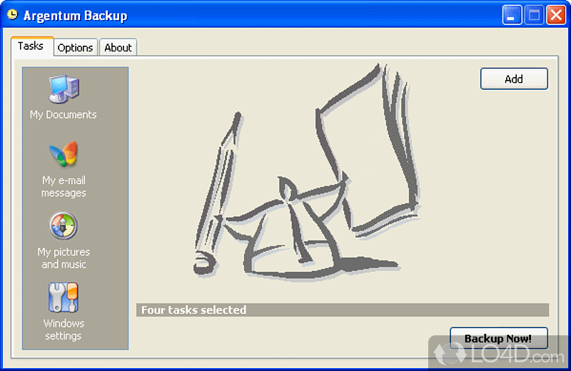 Backup program for documents and folders - Screenshot of Argentum Backup