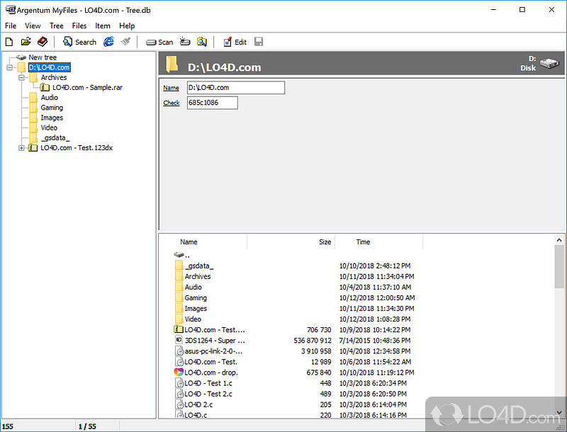 File organizer to catalog files and folders - Screenshot of Argentum MyFiles