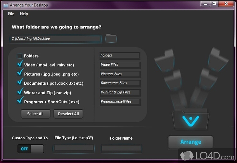 Arrange files by type - Screenshot of Arrange your Desktop