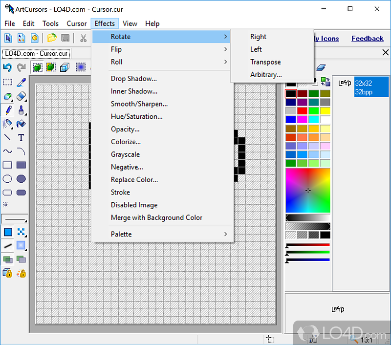 Edit cursors and manage cursor libraries - Screenshot of ArtCursors