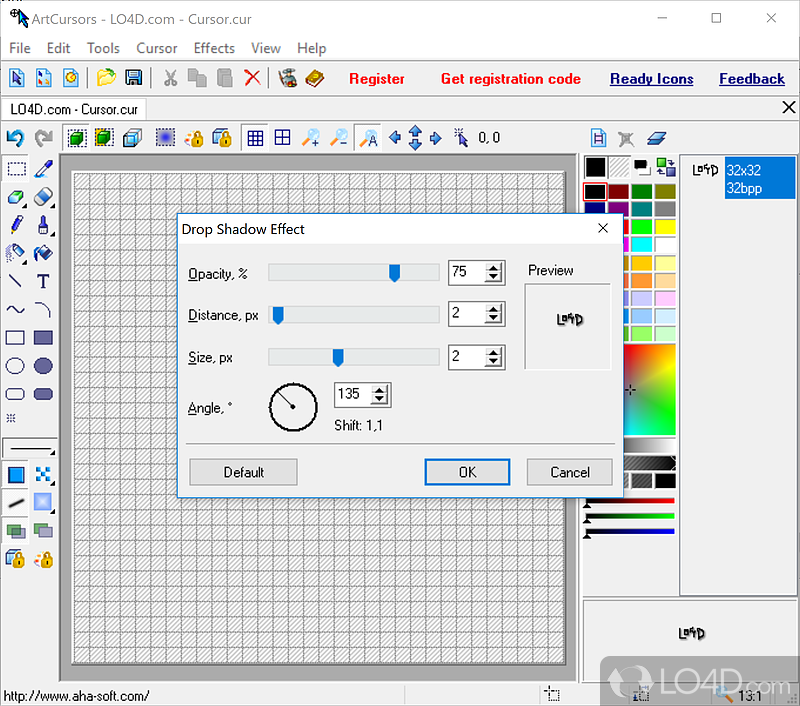 ArtCursors: User interface - Screenshot of ArtCursors