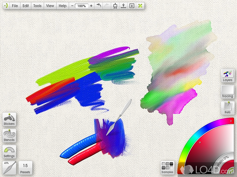 Create and edit layers, and use a wide range of oils, watercolors and pens - Screenshot of ArtRage