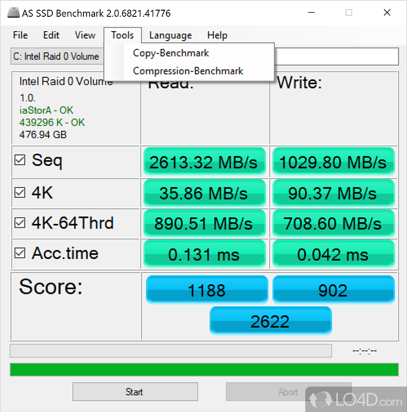 Neat read and write speed measuring tool - Screenshot of AS SSD Benchmark