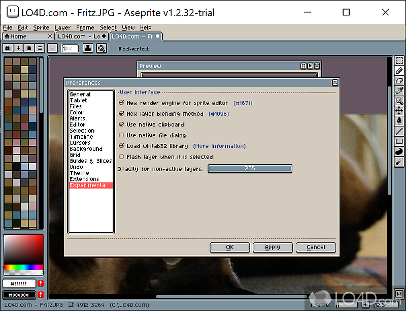 Aseprite: User interface - Screenshot of Aseprite