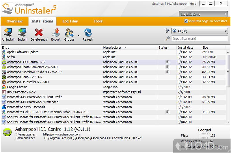 Software uninstaller has received various updates - Screenshot of Ashampoo Uninstaller