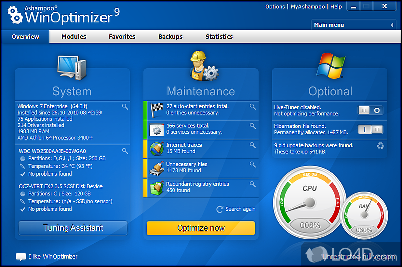 Ashampoo WinOptimizer screenshot