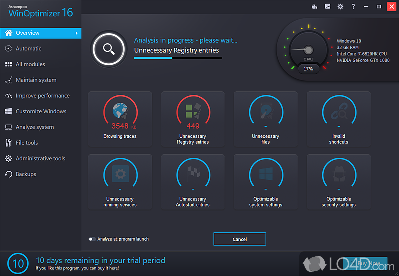 Powerful and app to optimize computer and its operating system by securing, cleaning and tweaking it - Screenshot of Ashampoo WinOptimizer