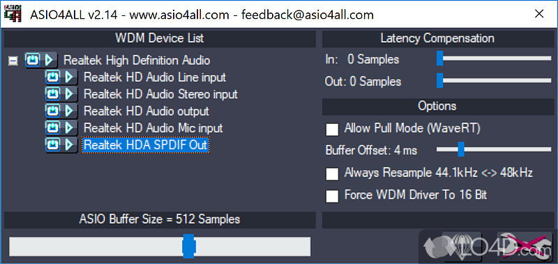 A Free Universal ASIO Driver That You Use With WDM Audio - Screenshot of ASIO4ALL
