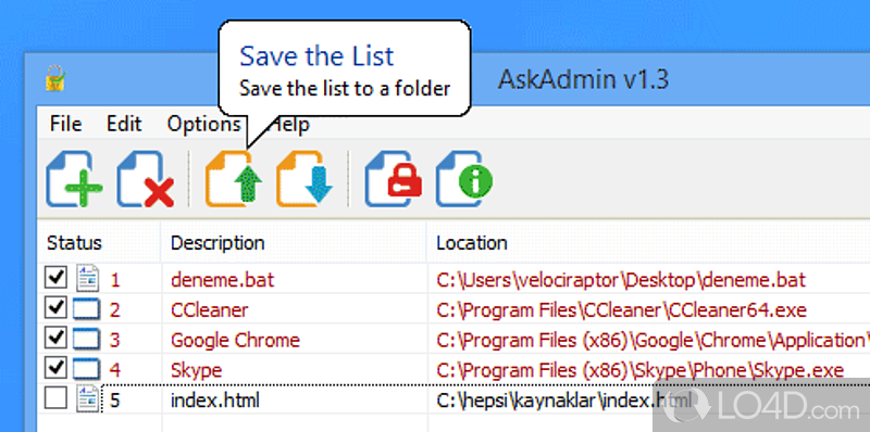 AskAdmin: User interface - Screenshot of AskAdmin
