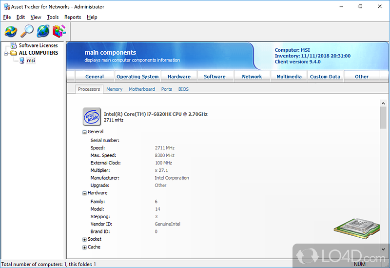 Inventory network workstations, build reports - Screenshot of Asset Tracker for Networks