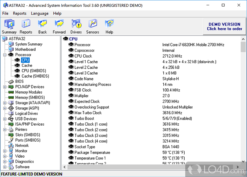 Fast and complete analysis of computer - Screenshot of ASTRA32 - Advanced System Information Tool