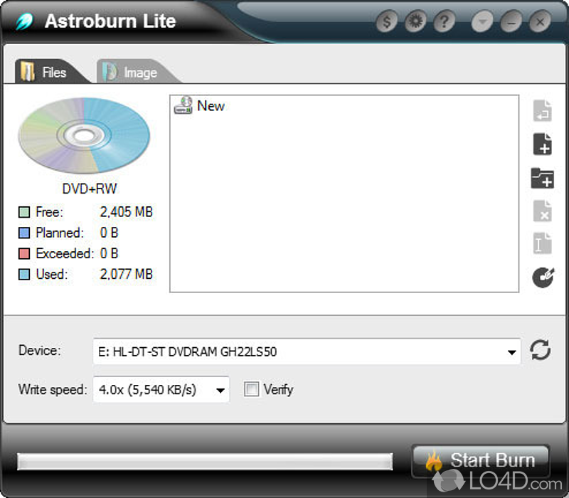 Specially designed for data CD creation - Screenshot of Astroburn Lite