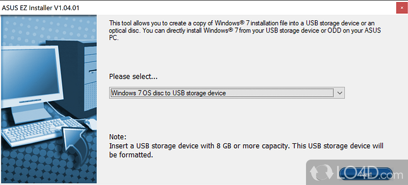 Create a Windows installation file that includes the USB 3 - Screenshot of ASUS EZ Installer