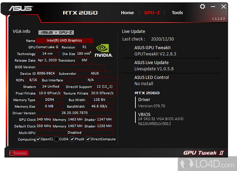 Intuitive interface to work with - Screenshot of ASUS GPU Tweak II