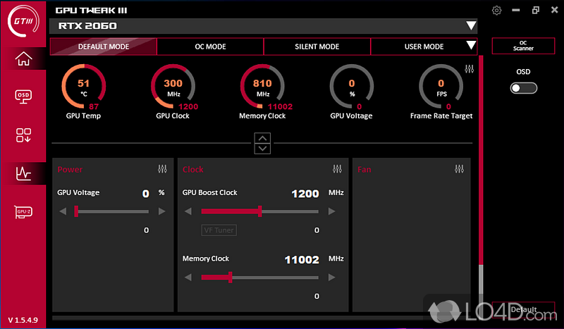 Will help you enhance ASUS GPU product to a new level, offering you lots of tweaks - Screenshot of Asus GPU Tweak III