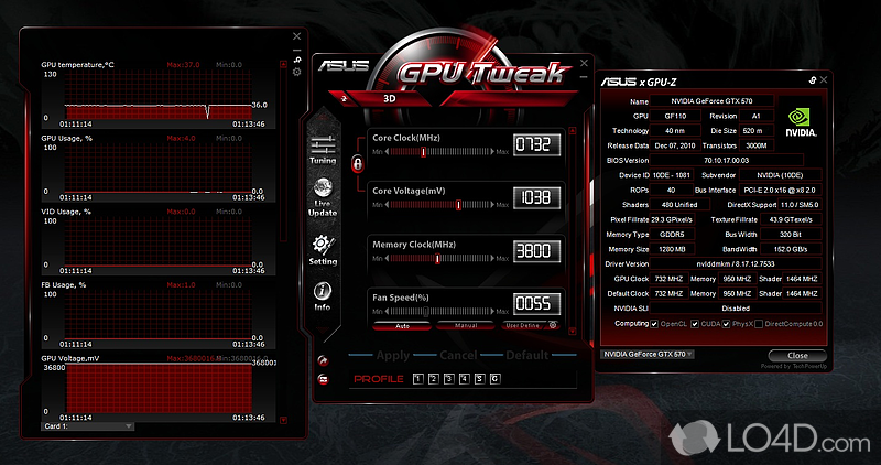Hides a powerful set of tool with which enjoy the maximum performance out of video card - Screenshot of ASUS GPU Tweak