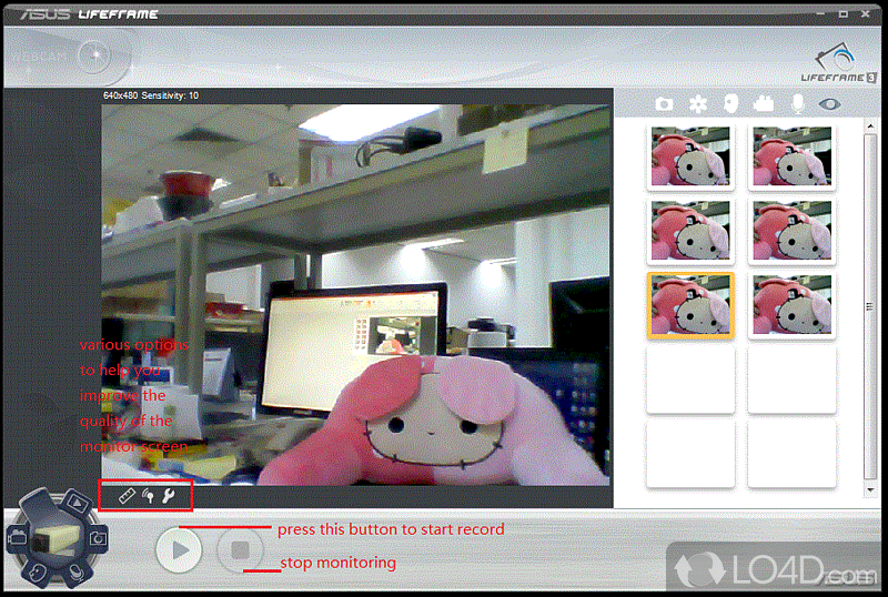 Software for controlling webcams, voice recording for ASUS models - Screenshot of ASUS LifeFrame