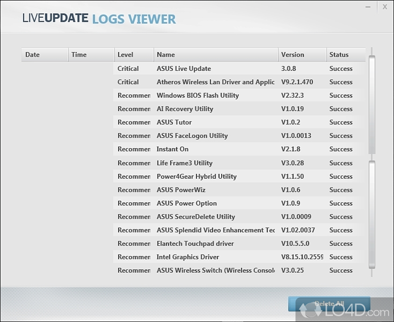 Automatically updates your ASUS BIOS, Drivers, and Applications - Screenshot of ASUS Live Update Utility