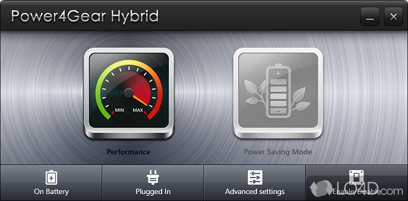 Configure settings for battery and plugged-in mode - Screenshot of ASUS Power4Gear Hybrid