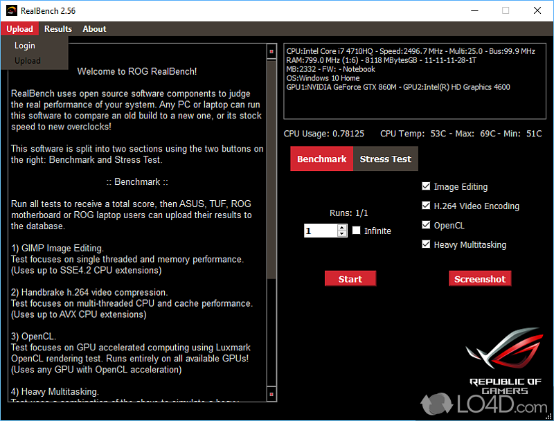 A benchmark tool for everyone - Screenshot of Asus RealBench