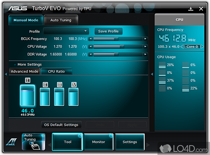 Advanced overclocking tool for extreme O - Screenshot of ASUS TurboV EVO