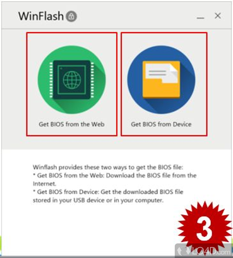 Novice-accessible, wizard-assisted procedure - Screenshot of ASUS WinFlash
