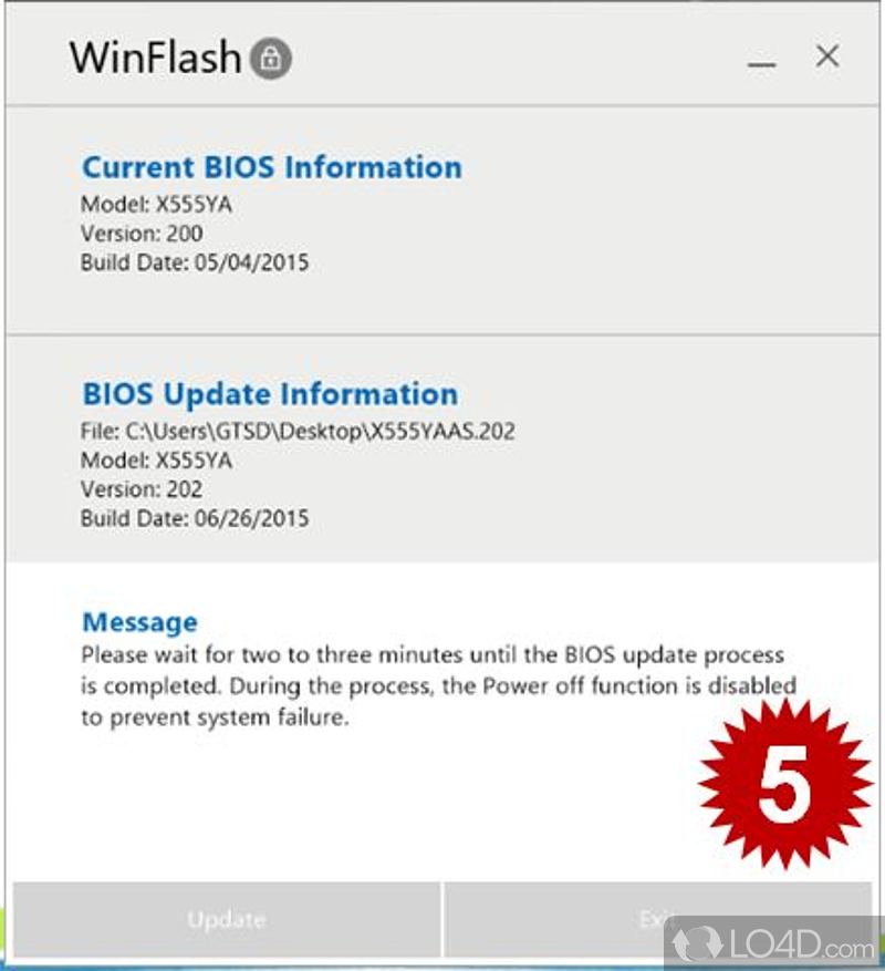 Check and update BIOS of Asus motherboard - Screenshot of ASUS WinFlash