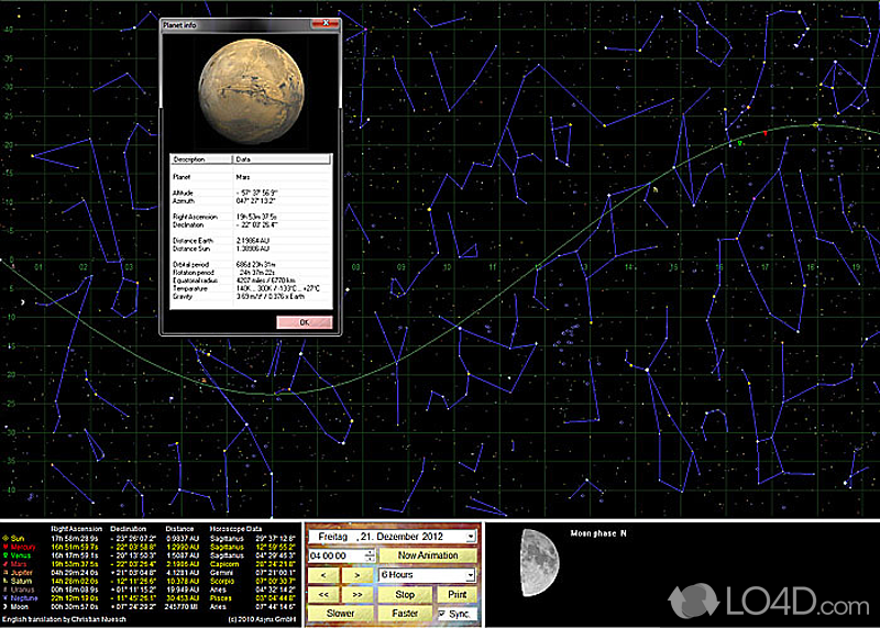 Take a glimpse into the night sky - Screenshot of Asynx Planetarium