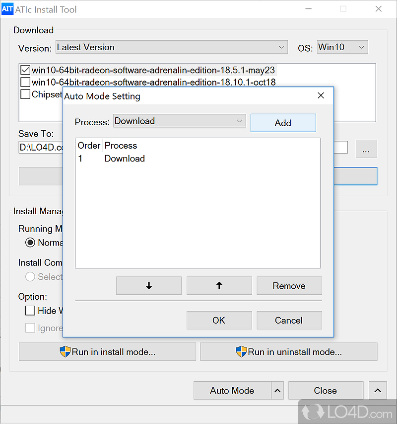 ATIc Install Tool: User interface - Screenshot of ATIc Install Tool