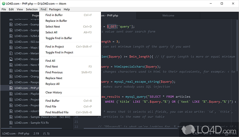 Free and open source futuristic text editor for Windows - Screenshot of Atom Editor