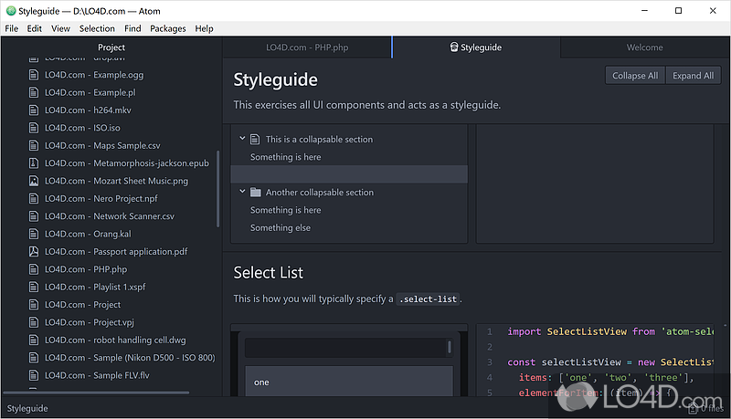 Text editor and programmer's toolkit for and readable code - Screenshot of Atom Editor
