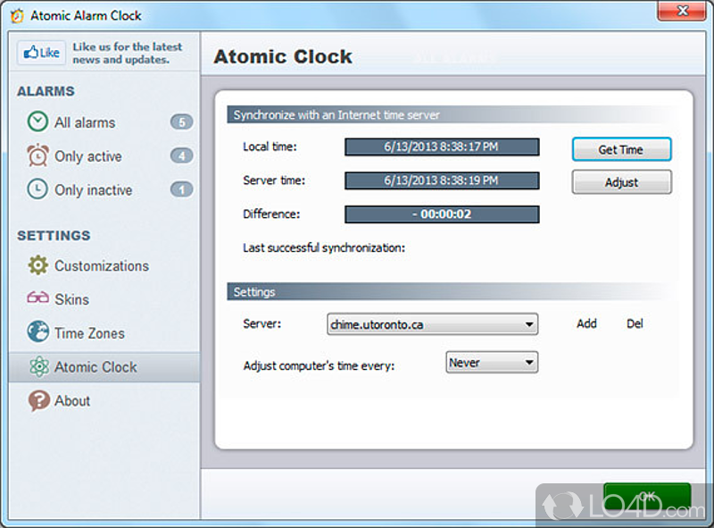 Clock customization options - Screenshot of Atomic Alarm Clock