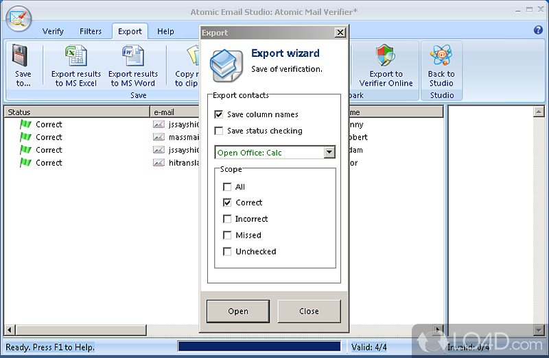 General setup parameters - Screenshot of Atomic Mail Verifier