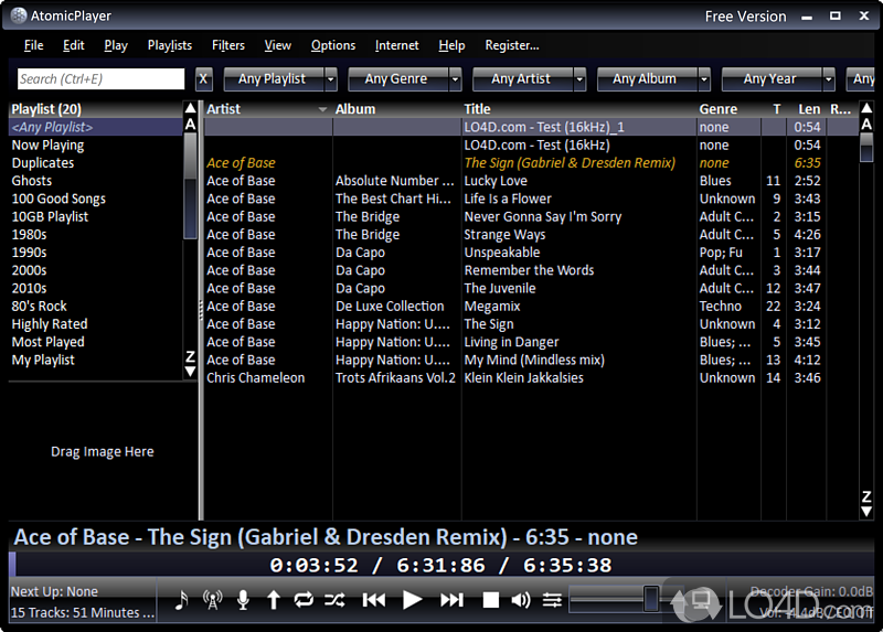 Media player capable of rendering most commonly used audio formats so enjoy tunes - Screenshot of Atomic Player