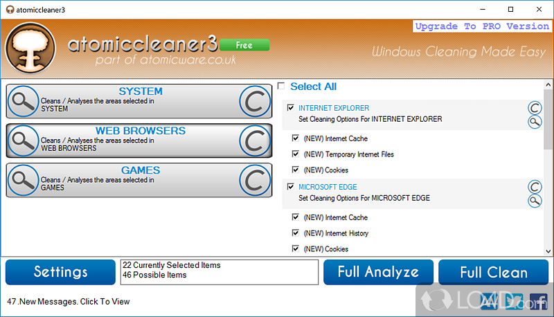Intuitive program that features a rather disappointing user interface - Screenshot of atomiccleaner3