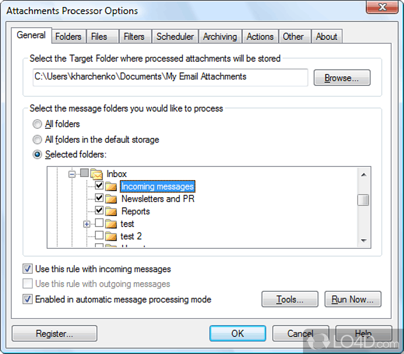 Powerful Outlook add-on to easily extract attachments from emails - Screenshot of Attachments Processor for Outlook