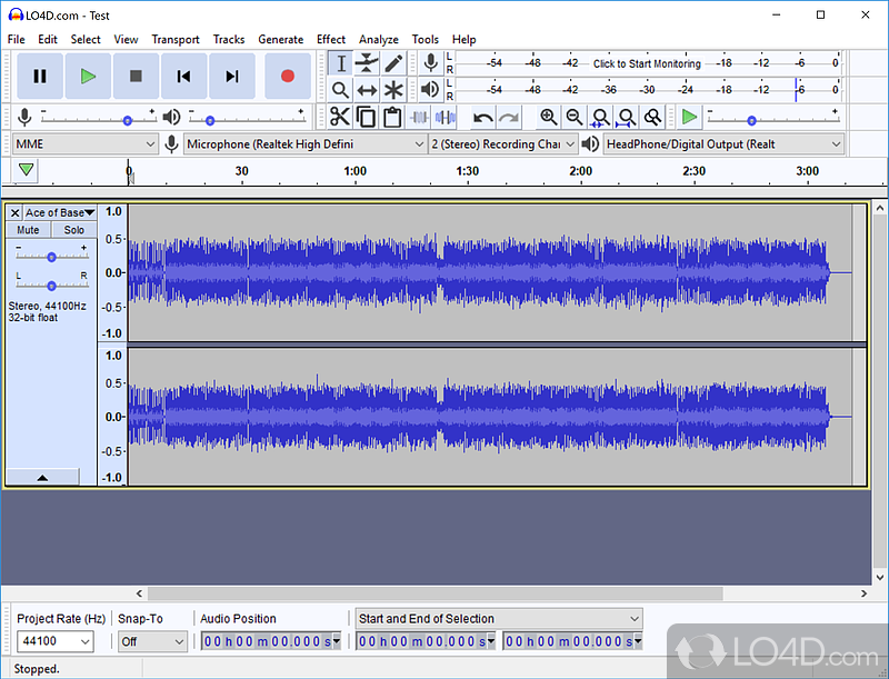 Open-source multi-track audio editor and recorder with extensive plugin support for effects - Screenshot of Audacity