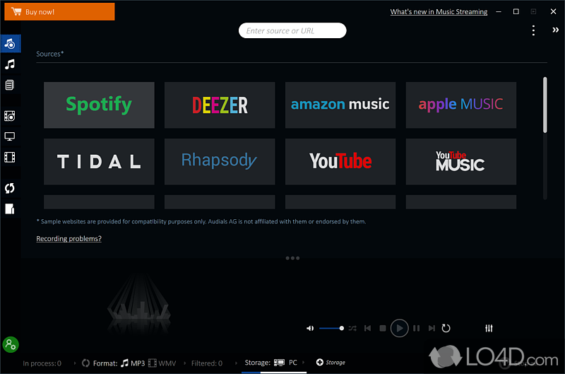 Record DRM-protected files - legally - Screenshot of Audials Tunebite Platinum