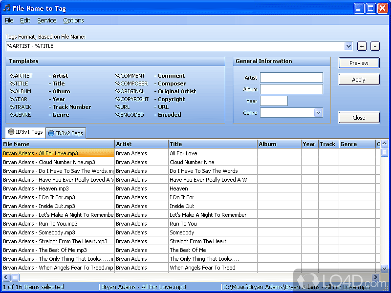 Audio Catalog: User interface - Screenshot of Audio Catalog