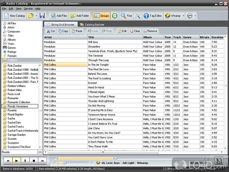 Clear-cut app which can scan the contents of hard drive for audio tracks, organize - Screenshot of Audio Catalog