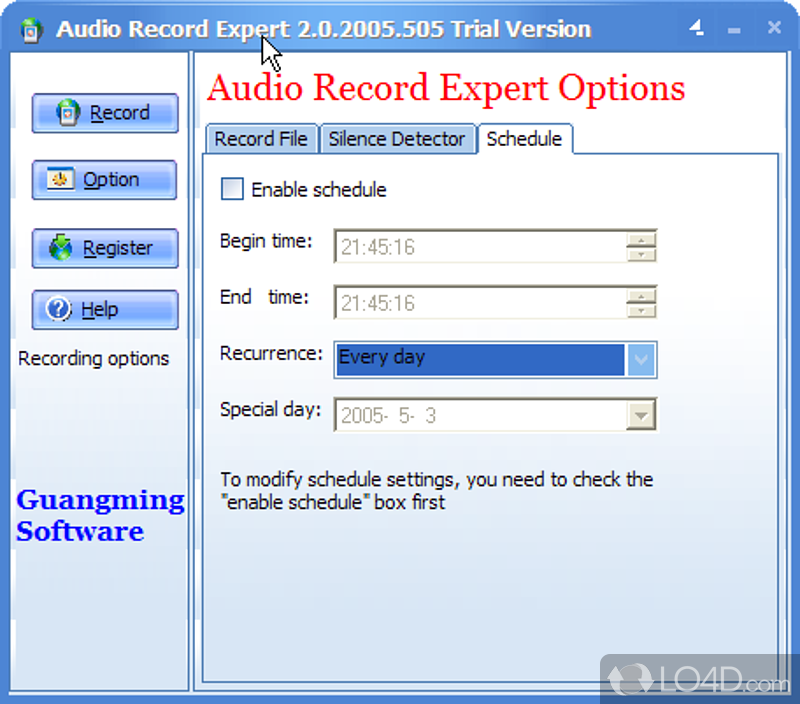 Record audio to mp3, wma, ogg easily - Screenshot of Audio Record Expert