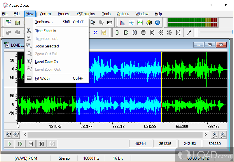 Audiodope: User interface - Screenshot of Audiodope